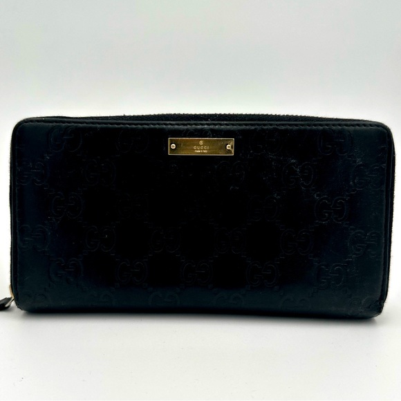 GUCCI GG Logo Leather Zip Around Long Wallet Vintage - Picture 2 of 11